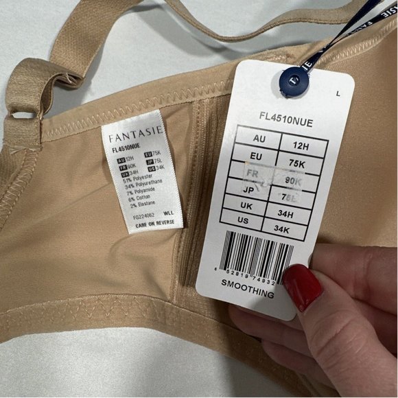 NWT $64 Fantasie [ 34K US ] Underwire Smoothing T-shirt‎ Bra in NUDE - Picture 7 of 9
